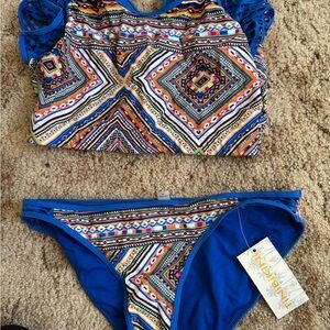 TiniBikini Blue and Orange Bikini Set